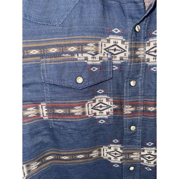 Ariat Aztec Western Pearl Snap Hector Retro Fit Long Sleeve Shirt Medium M Men's - Picture 5 of 7